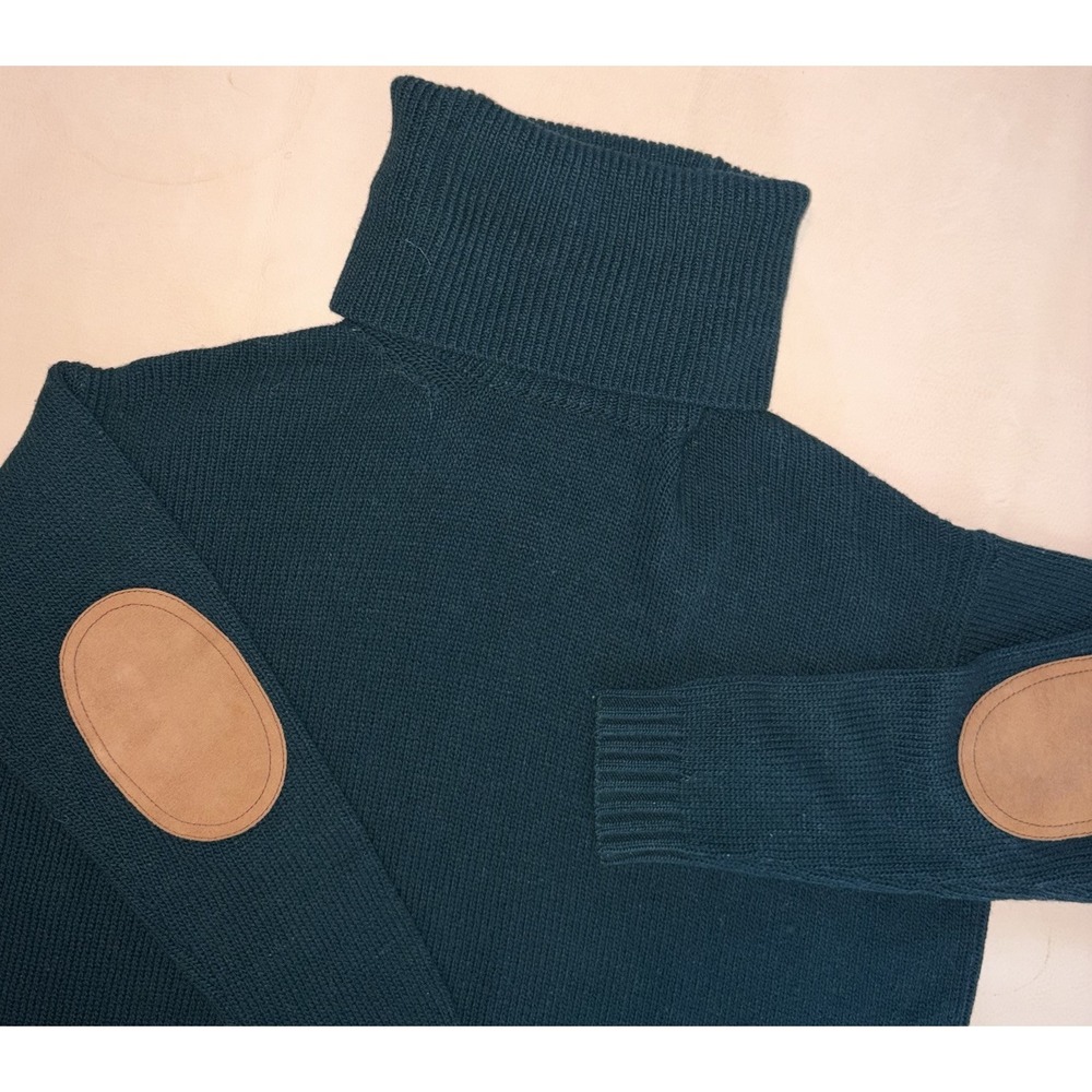 Prada Roll Turtleneck Sweater Women 42 Medium Wool Cashmere Elbow Patches Italy